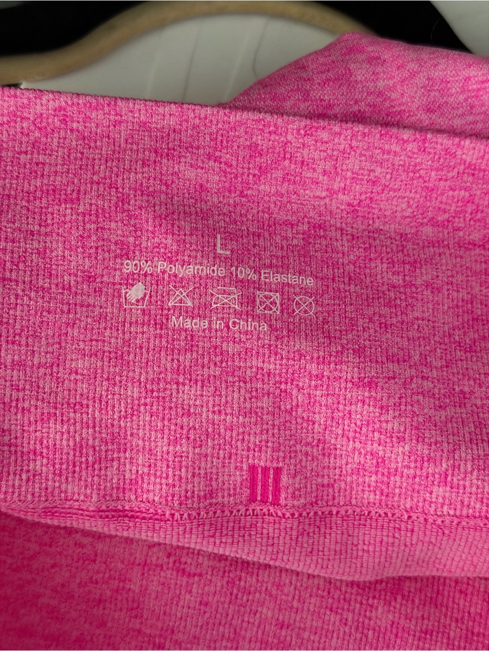 Hot Pink Seamless High Waisted Leggings Ribbed Workout Yoga Size L - Picture 5 of 5